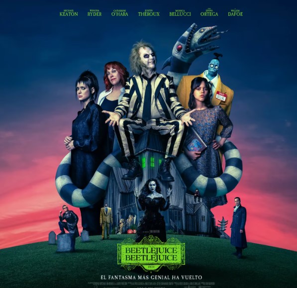 Tim Burton y el elenco de «Beetlejuice 2»